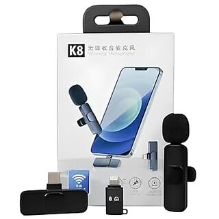 2-in-1 K8 Wireless Clip Microphone - Portable Mini Mic with Universal Type-C for All Devices