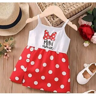 Little Mama Disney Princess Baby Girls Midi/Knee Length Casual Dress(Red, Sleeveless)