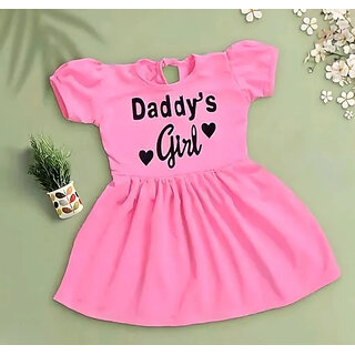 Little Mama Baby Girls Below Knee Casual Dress(Pink, Cap Sleeve)