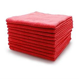 CIS Microfiber Towel 40x40 cm 350 GSM (Red)  Super Absorbent Cleaning Cloths for Car, Home, Kitchen, Face (Pack of 4)