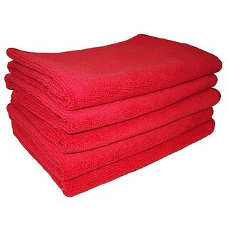 CIS Microfiber Towel 40x40 cm 380 GSM (Red)  Super Absorbent Cleaning Cloths for Car, Home, Kitchen, Face (Pack of 4)