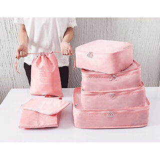 7 Pcs Foldable Luggage and Laundry Bag Pouch Waterproof Travel Toiletry Organizer Garment Storage Bag Portable Packing C