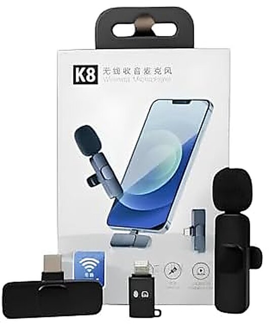 Buy 2-in-1 K8 Wireless Clip Microphone - Portable Mini Mic with ...