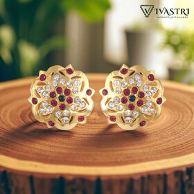 Vivastri Stud Alloy Gold Plated Earrings for Women & Girls [VIVA2767ERG]