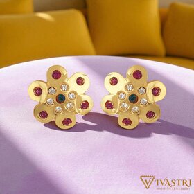 Vivastri Stud Alloy Gold Plated Earrings for Women & Girls [VIVA2771ERG]