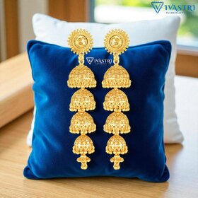 Vivastri Jhumki Alloy Gold Plated Earrings for Women & Girls [VIVA2780ERG]