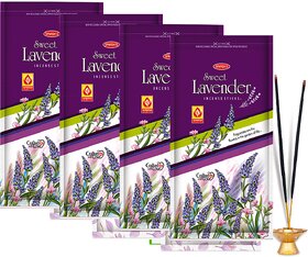 SPARSH AROMATICS Sweet Lavender Agarbatti  Handcrafted Lavender Aroma Incense Sticks for Meditation (Pack of 4 x 110g)