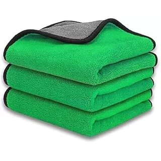 CIS Microfiber Towel 40x40 cm 500 GSM (Green)  Super Absorbent Cleaning Cloths for Car, Home, Kitchen, Face  Electroni