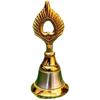 Beautiful Traditional Sacred Serenity Spiritual Metal Krishna Mor Pankh Design Ghanti Bell for Every Ritual