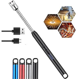 Hallstatt Gas Lighter For Kitchen Use C-Type Rechargeable Electric Lighters For Kitchen Cooking Gas Stove BBQ Pooja 360 Flexible Neck Arc USB Plasma Lighter Windproof 400 Uses In Single Charge