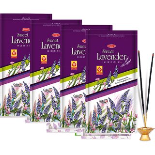 SPARSH AROMATICS Sweet Lavender Agarbatti  Handcrafted Lavender Aroma Incense Sticks for Meditation (Pack of 4 x 110g)