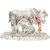 Kamdhenu Cow and Calf Statue for Good Luck,Vastu,Religious Gau Mata idol Decorative Showpiece - 5 cm  (Metal, Silver)