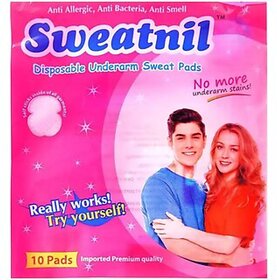 Sweatnil Disposable Underarm Sweat Pads for Men and Women, 10 Pads (Pack of 1) Peel-off Prevents Stains, Absorbs Sweat