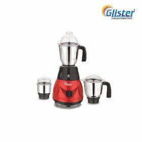 Glister Diamond-750 Watt Metallic Mixer Grinder with 3 Jars, 3 years warranty (Red)