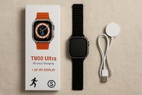 T800 Ultra Smart Watch, 1.99 Infinite Display, Black Silicone Band, Bluetooth Calling,