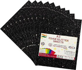 Premium Foam Glitter Sheets A3 Size  2mm Thick, 10 Sheets Multi-Color Sparkle Foam Paper