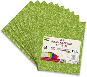 Premium Foam Glitter Sheets A3 Size  2mm Thick, 10 Sheets Multi-Color Sparkle Foam Paper