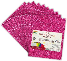Premium Foam Glitter Sheets A3 Size  2mm Thick, 10 Sheets Multi-Color Sparkle Foam Paper