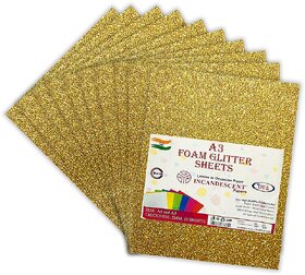 Premium Foam Glitter Sheets A3 Size  2mm Thick, 10 Sheets Multi-Color Sparkle Foam Paper