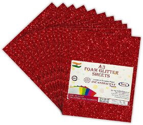 Premium Foam Glitter Sheets A3 Size  2mm Thick, 10 Sheets Multi-Color Sparkle Foam Paper
