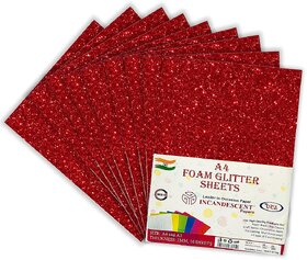 Premium Foam Glitter Sheets A4 Size  2mm Thick, 10 Sheets Multi-Color Sparkle Foam Paper  DIY Craft Sheets for School