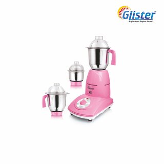 Glister Classic-650 Watt Regular Mixer Grinder with 3 Jars, 2 years warranty (Pink)