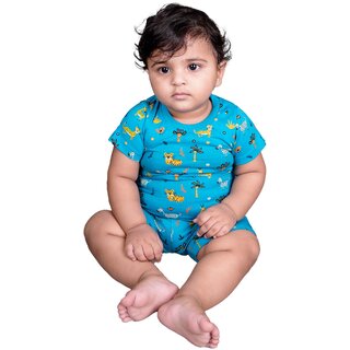 Kid Kupboard Cotton Baby Girls T-Shirt and Short Set, Blue, Half-Sleeves, 12-18 Months KIDS7878