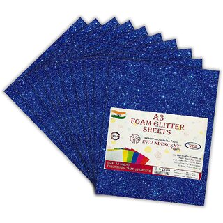 Premium Foam Glitter Sheets A3 Size  2mm Thick, 10 Sheets Multi-Color Sparkle Foam Paper