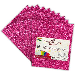 Premium Foam Glitter Sheets A3 Size  2mm Thick, 10 Sheets Multi-Color Sparkle Foam Paper