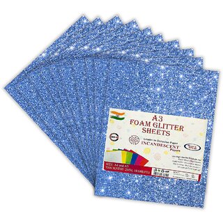 Premium Foam Glitter Sheets A3 Size  2mm Thick, 10 Sheets Multi-Color Sparkle Foam Paper