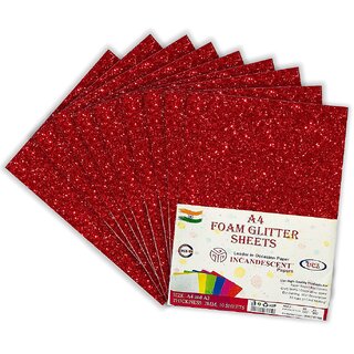 Premium Foam Glitter Sheets A4 Size  2mm Thick, 10 Sheets Multi-Color Sparkle Foam Paper  DIY Craft Sheets for School