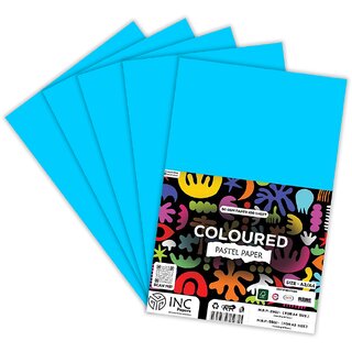 INC Coloured Flourscent Pastel Paper A4 Size  100 Sheets  80 GSM Premium Multicolor Craft Paper for School Projects