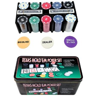 Texas Poker Set - Box Includes 200 Professional Poker Chips, 2 Card Decks, 3624 inch Poker Mat  Chips Rack
