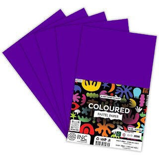 INC Coloured Flourscent Pastel Paper A4 Size  100 Sheets  80 GSM Premium Multicolor Craft Paper for School Projects
