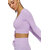Sherox Women Purple Solid Scoop Neck Full Sleeves Crop Top