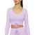 Sherox Women Purple Solid Scoop Neck Full Sleeves Crop Top