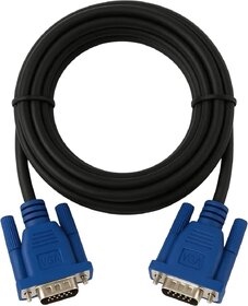 Versatile Black Coiled VGA Cable with 15-Pin Connectors