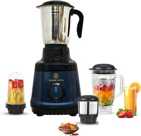 Double Safety The Royal Series 750W Mixer Grinder & Juicer - 4 Jars (Blue)