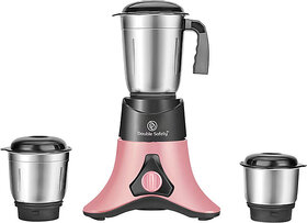 Double Safety Royal 750W Mixer Grinder with 3 Jars - Orlando (Black & Pink)
