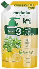 Medimix Herbal Hand Wash 675ml Refreshing Lemon, Tulsi & Aloe Vera Soap-Free Cleanser