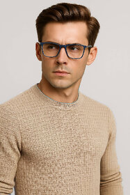 Fashion Point Casual Round Neck Sweater D.2  Long Sleeve Cream Woolen  for Men