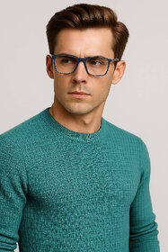 Fashion Point Casual Round Neck Sweater D.2  Long Sleeve Green Woolen  for Men