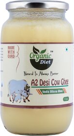 Organic Diet A2 Desi Cow Bilona Ghee - Premium Hand-Churned Gir Cow Ghee for Authentic Cooking and Maximum Nutritional Benefits