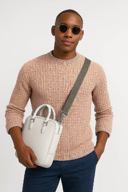 Fashion Point Casual Round Neck Sweater D.2 Long Sleeves Woolen Cream for Men