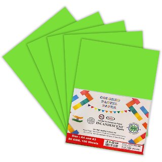 A4 Colored Pastel Incandescent Paper 80 GSM  100 Sheets  Premium Quality Craft  Decorative Paper for School Projects