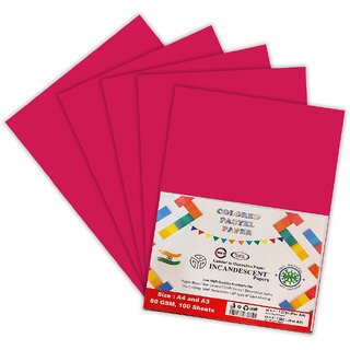 A4 Colored Pastel Incandescent Paper 80 GSM  100 Sheets  Premium Quality Craft  Decorative Paper for School Projects