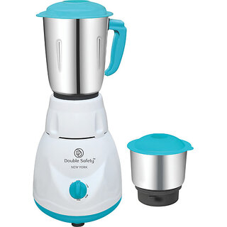 Double Safety New York 500W Mixer Grinder with 2 Jars  Blue & White, Efficient Kitchen Appliance