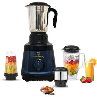 Double Safety The Royal Series 750W Mixer Grinder & Juicer - 4 Jars (Blue)