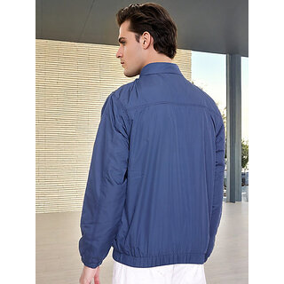 PrintCultr Men Blue Full Sleeve Solid Windcheater