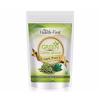 Health First Green Coffee Beans Decaffeinated  Unroasted Arabica Beans For Weight Loss 200 Grams Contains Chlorogenic A